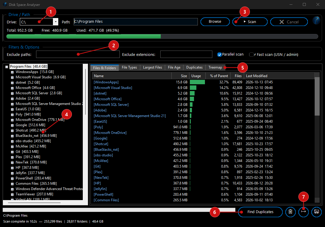 FW Admin Tech Tool Pro - Disk Space Analyser