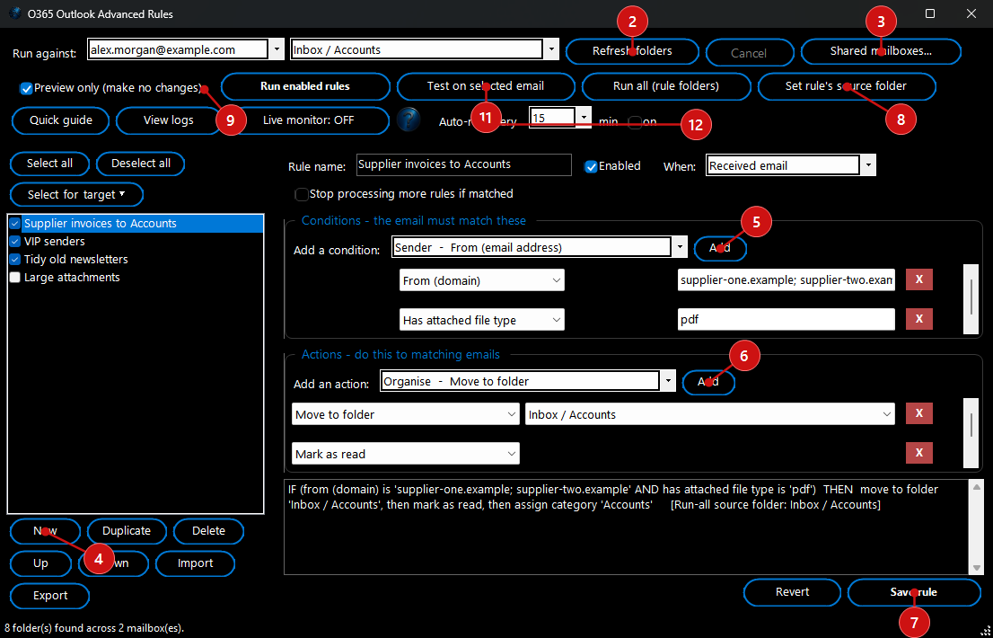 FW Admin Tech Tool Pro - Outlook Advanced Rules