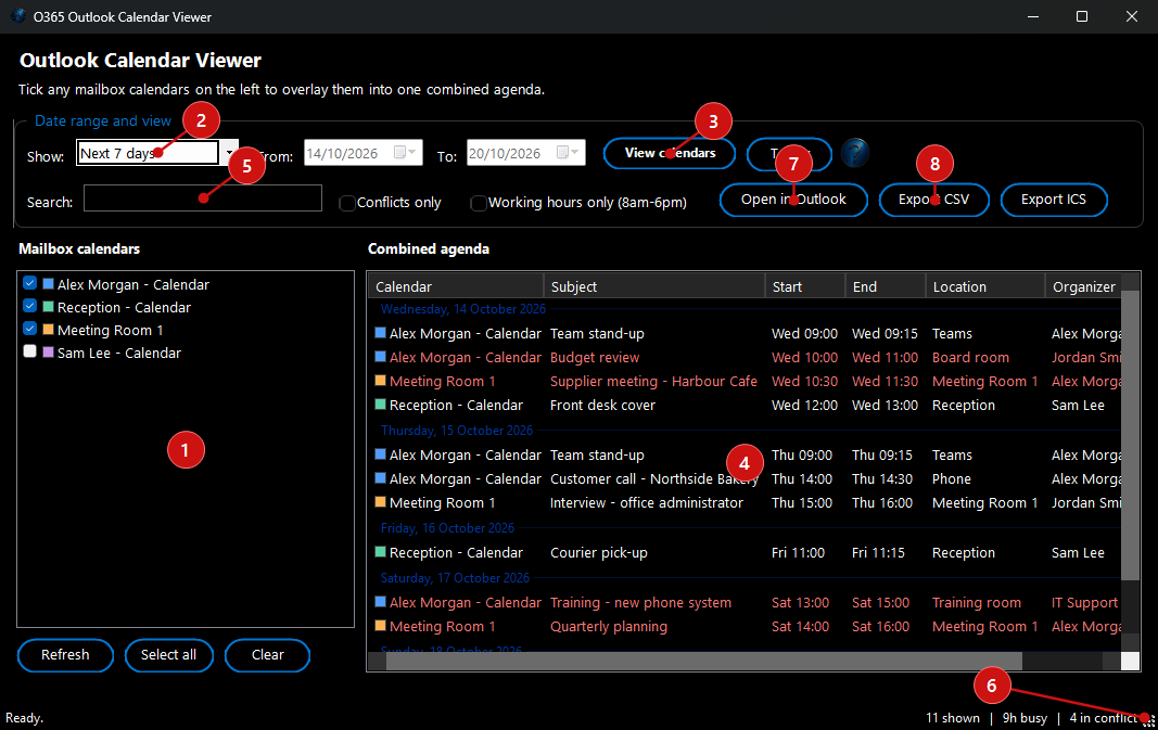 FW Admin Tech Tool Pro - Outlook Calendar Viewer