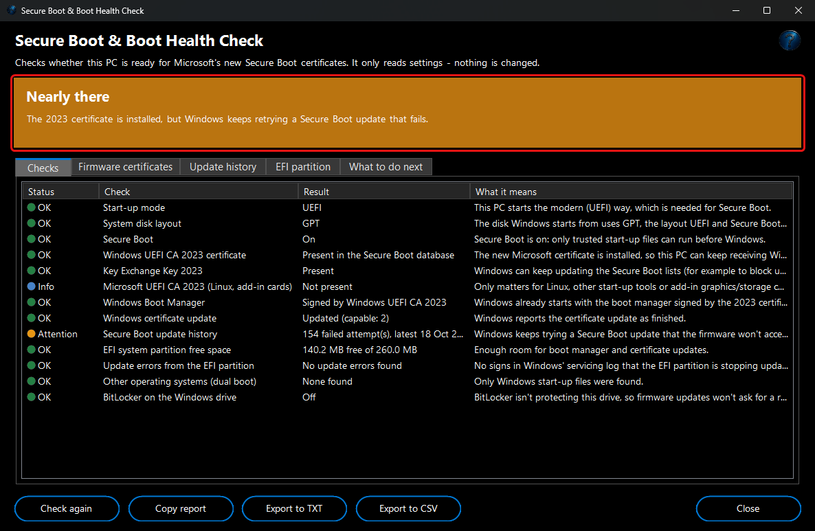 FW Admin Tech Tool Pro - Secure Boot & Boot Health Check