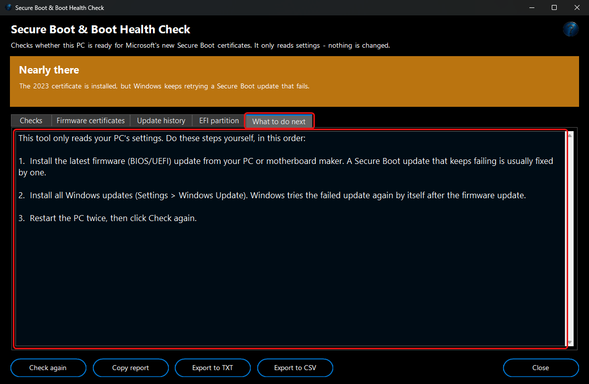 Secure Boot & Boot Health Check - what to do next